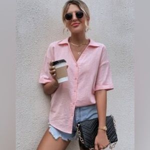 SHEIN Drop Shoulder Button Front Blouse